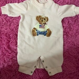 Ralph Lauren Soft Pink  One Piece with Teddy Bear